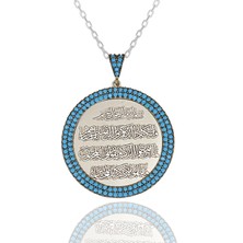 Dualı Kolye Turkuaz Taşlı Nazar Duası Gümüş Kolye