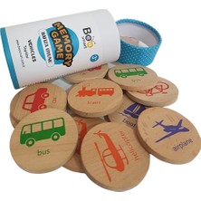Bee Smart Ahşap Taşıtlar Hafıza Kartları Oyunu Ingilizceli