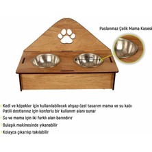 Woody Life Woodylife Ahşap Kedi ve Köpek Mama ve Su Kabı Mama Kabı Devrilmez