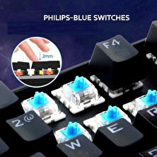 Philips SPK8404 USB Blue Switch Mekanik Oyuncu Q Klavye + Klavye Pad