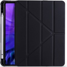 Ceplab Apple iPad 10.2" 7. Nesil Kılıf Kalem Bölmeli Silikon Smart Cover Siyah