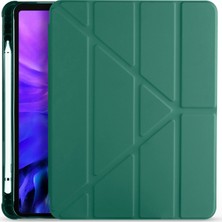 Ceplab Apple iPad Air 3 Kılıf Kalem Bölmeli Silikon Smart Cover 10.5" Koyu Yeşil