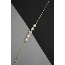 Argentum Concept Altın Kaplamalı Gümüş Zirkon Taşlı Su Yolu Bileklik B077101