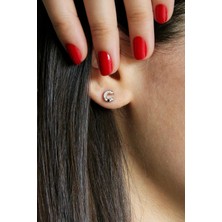 Argentum Concept Ç Harfi Çivili Gümüş Tek Küpe K083301