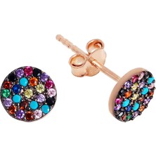 Argentum Concept Daire Motifli Renkli Taşlı Gümüş Küpe K074901