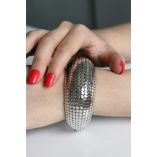 Argentum Concept Gümüş Tasarım Geniş Balık Sırtı Kelepçe Bileklik B073601