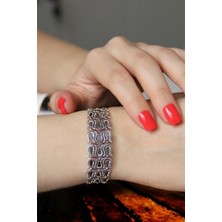 Argentum Concept Lale Motifli Gümüş Tasarım Bileklik B072001