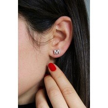 Argentum Concept M Harfi Çivili Gümüş Tek Küpe K078001