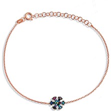 Argentum Concept Renkli Taşlı Gümüş Kar Tanesi Bileklik B053801