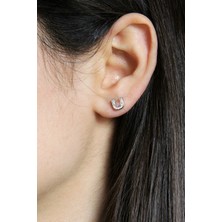 Argentum Concept U Harfi Çivili Gümüş Tek Küpe K078701