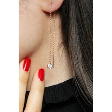 Argentum Concept Zirkon Taşlı Gümüş Zincir Küpe K081401