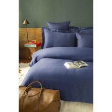 Issimo Home Simply Lacivert Saten Nevresim Takımı Aile Seti