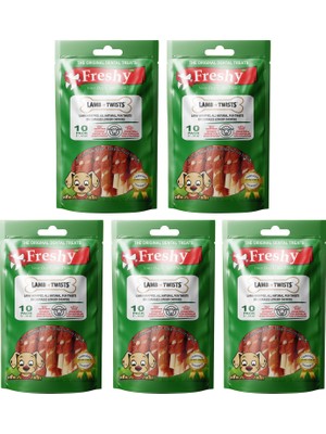 Freshy Lamb Twists - Kuzu Etli Burgu Çubuk 500G - 5'li Set Yüksek Protein ve Sağlıklı Lezzet Sunar