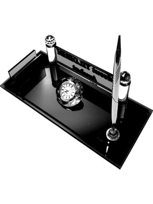7/24 Hediye Kişiye Özel Kristal Masaüstü Kalemlik Ofis Makam M188 Fume Slv