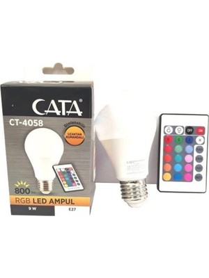 Cata Kumandalı Rgb LED Ampul 9W E27 Dimmer Ana Renk Aydınlatma Günısığı