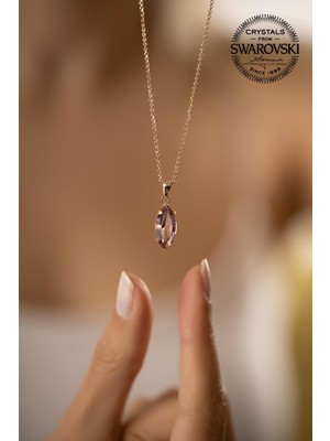 Ninova Silver Swarovski Taşlı Mekik Model Rose Kaplama Gümüş Kolye