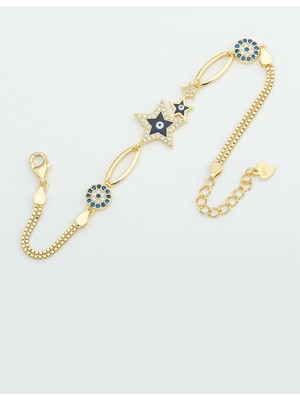 Papatya Silver 925 Ayar Gümüş Nazar Bocuklu Yıldız Kadın Bileklik