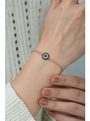 Papatya Silver 925 Ayar Zirkon Taşlı Gümüş Nazar Bileklik