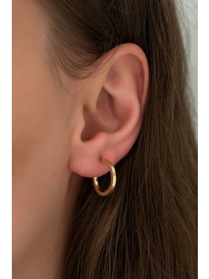 Papatya Silver 925 Ayar Altın Kaplama Çivili Halka Gümüş Kadın Küpe