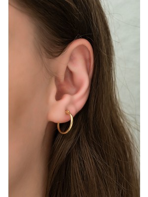 Papatya Silver 925 Ayar Altın Kaplama Halka Gümüş Kadın Küpe