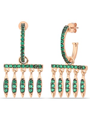 Papatya Silver 925 Ayar Zirkon Taşlı Sarkık Model Gümüş Kadın Küpe