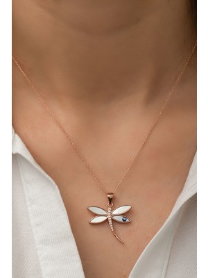 Papatya Silver 925 Ayar Rose Altın Kaplama Yusufçuk Gümüş Kolye