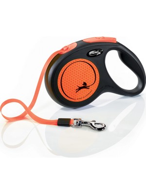 Flexi New Neon Turuncu S 5 m Otomatik Şerit Gezdirme Tasması Reflektörlü ve Işık Yansıtıcı Özellikli