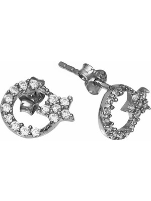 Argentum Concept Gümüş Ay Yıldız Küpe