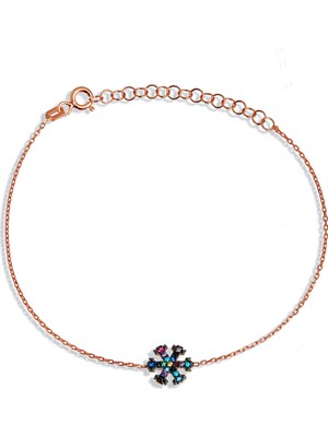 Argentum Concept Renkli Taşlı Gümüş Kar Tanesi Bileklik B053801