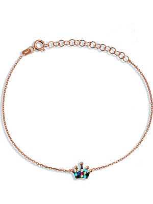 Argentum Concept Renkli Taşlı Gümüş Taç Bileklik B054701
