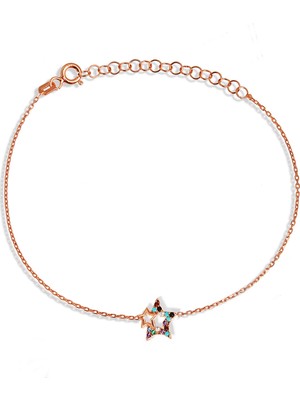 Argentum Concept Renkli Taşlı Gümüş Yıldız Bileklik B051101