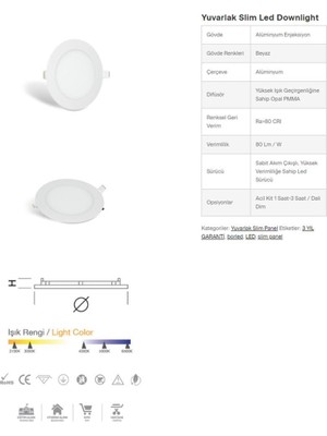 Borsan 3 W Sıva Altı Led Panel Yuvarlak Günışığı