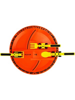 Constructive Eating İnşaat Gereçleri ve Tabak Seti Renkli BPA İçermeyen 3 Parça Eğlenceli Set