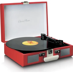 Classic Phono TT-110 kırmızı Hoparlörlü Bluetoothlu Retro Pikap Plak Çalar