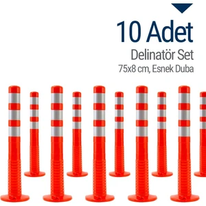10`lu Delinatör Set 75 x 8 Cm, Esnek Duba