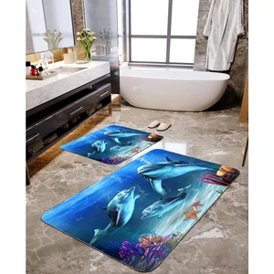 Talia Home Yunus Balığı Baskılı 2'li Banyo Paspas Seti TLAHMP-014