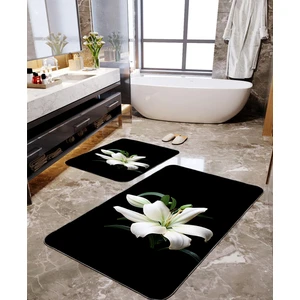 Talia Home Siyah Zemin Baskılı 2'li Banyo Paspas Seti TLAHMP-050