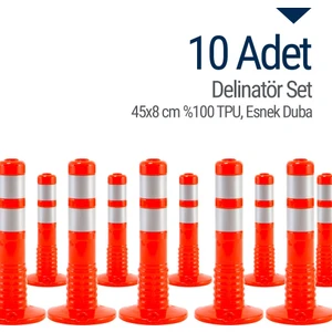 10`lu Delinatör Set 45 x 8 cm %100 Tpu, Esnek Duba
