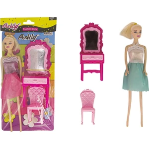 Anlily Fashion Style Oyuncak Makyaj Masası Aynalı Koltuklu Kız Bebek