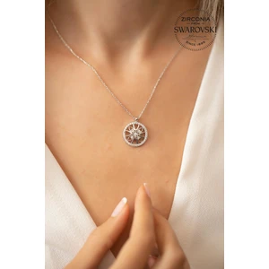 Taşlı Damla Çarkı Model Gümüş Kolye
