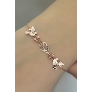 Papatya Silver 925 Ayar Gümüş Rose Kaplama Güvercin Kristal Kesim Bileklik