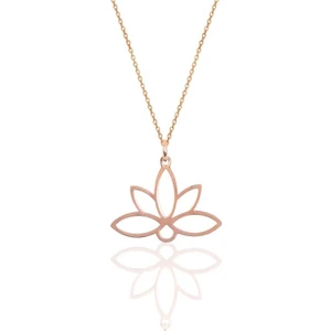Papatya Silver 925 Ayar Rose Altın Kaplama Gümüş Lotus Çiçeği Kolye