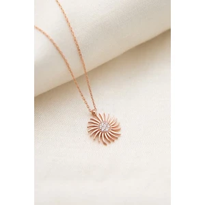 Papatya Silver 925 Ayar Gümüş Zirkon Taşlı Güneş Kolye