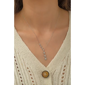 Papatya Silver Kayan Yıldızlar Kolye Nano Zirkon Taşlı Rodyum Kaplama Gümüş