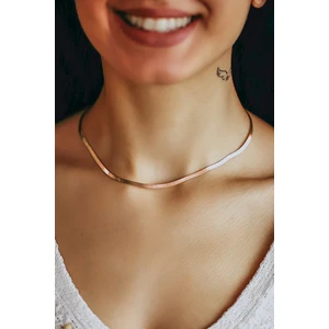 Papatya Silver İtalyan Yassı Zincir Rose Altın Kaplama 925 Ayar Gümüş Zincir