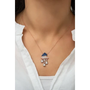 Papatya Silver Bulut Yağmur Kolye Rose Altın Kaplama 925 Ayar Gümüş