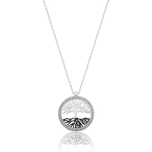 Papatya Silver Hayat Ağacı Kolye Nano Zirkon Taşlı Kolye Rodyum Kaplama 925 Ayar Gümüş
