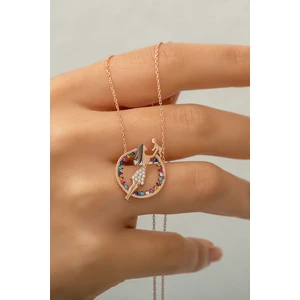 Papatya Silver 925 Ayar Karışık Taşlı Gümüş Anne Çocuk Kolye – Özel Günler İçin Zarif ve Anlamlı Hediye