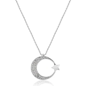 Papatya Silver Ayyıldız Figürlü Rodyum Kapalama Nano Zirkon Kolye