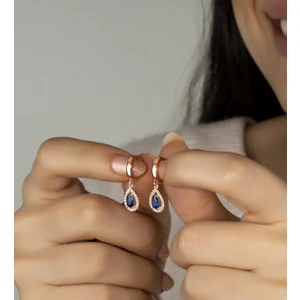 Else Silver Safir Renk Gümüş Damla Küpe